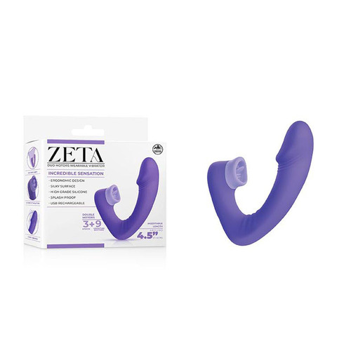Zeta Duo Motor Wearable Vibrator Purple 11.4 cm USB Rechargeable Vibrator with Flicking Clitoral Stimulator