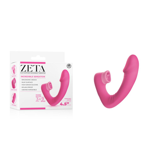 Zeta Duo Motor Wearable Vibrator Pink 11.4 cm USB Rechargeable Vibrator with Flicking Clitoral Stimulator