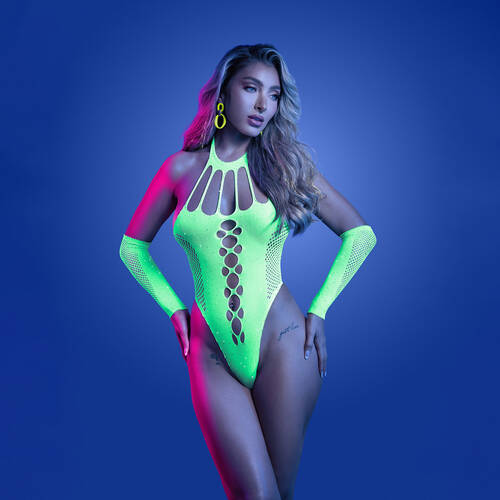 GLOW Pressure Point Teddy - OS Glow In Dark Green - One Size