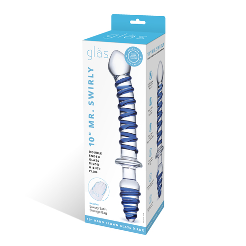 10" Mr. Swirly Double Ended Glass Dildo & Butt Plug