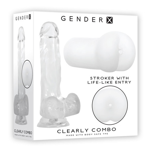 Clear Dildo + Stroker Combo