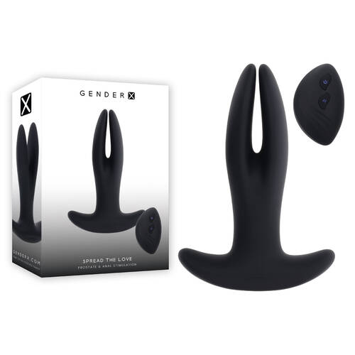 Gender X SPREAD THE LOVE Black USB Rechargeable Stretching Anal Plug with Wireless Remote