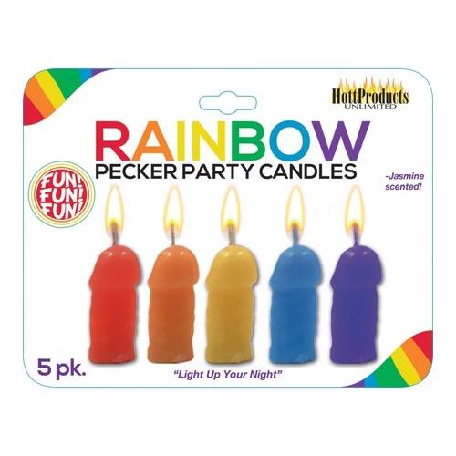 Rainbow Pecker Party Candles 5Pk