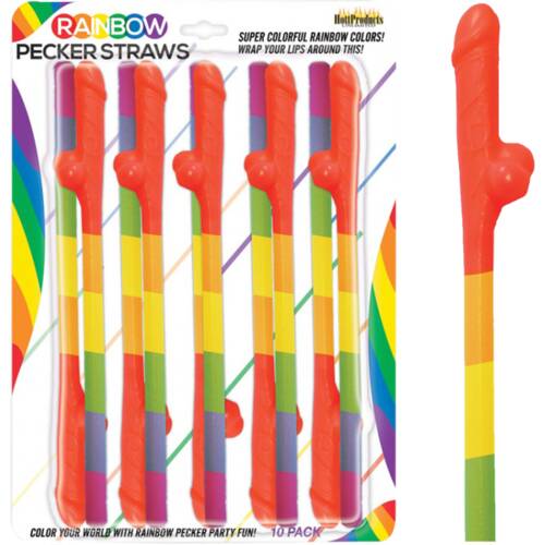 Rainbow Pecker Straws (10 Pack)