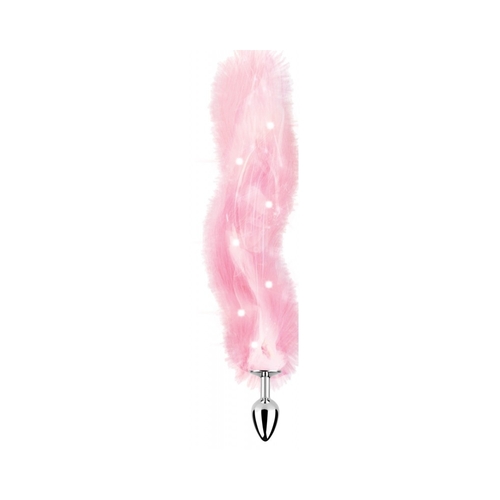 Foxy Tail Light Up Faux Fur Butt Plug With Multicolored Light Pattern