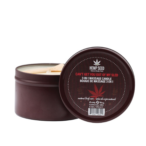 Hemp Seed 3-In-1 Massage Candle - Can't Get You Out Of My Sled Sparkling Aquatic, Juicy Pomegranate & Sheer Musk - 170 g