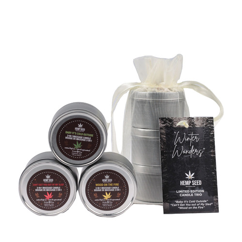 EB Hemp Seed Winter Wonders Massage Candle Trio Mini Scented Candles - 3 Pack