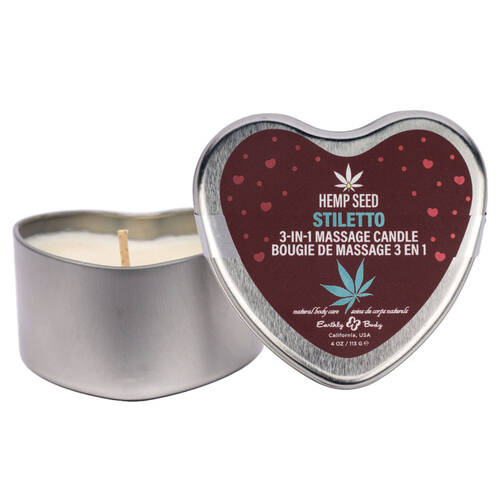 EB Hemp Seed 3 in 1 Massage Heart Candle - Stiletto Stiletto (Flowering Sage, Wildflower Honey, Creamy Sandalwood) - 113 g