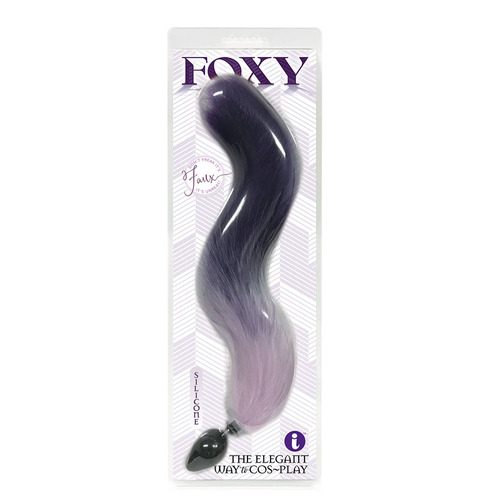 Foxy Fox Tail Silicone Butt Plug Purple Gradient - 46 cm Tail