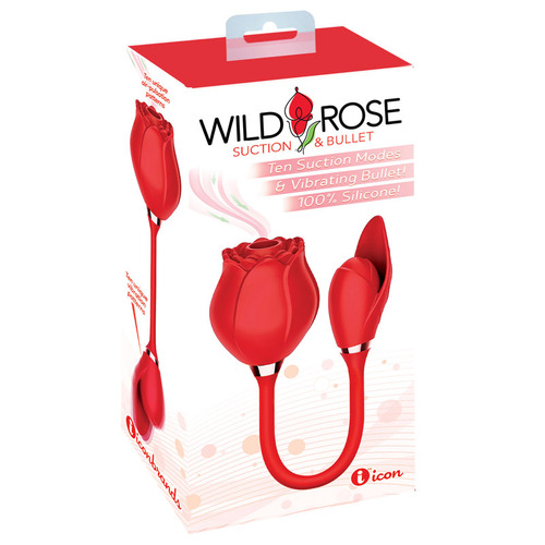 Wild Rose Suction & Bullet Red USB Rechargeable Air Pulse & Bullet Stimulator