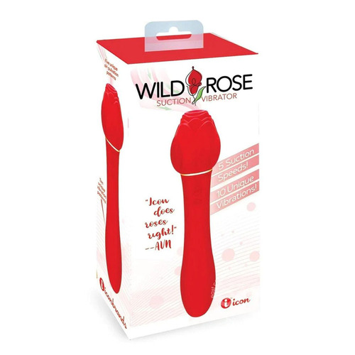 Wild Rose Suction Vibrator Red USB Rechargeable Air Pulse Stimulator and Vibrator