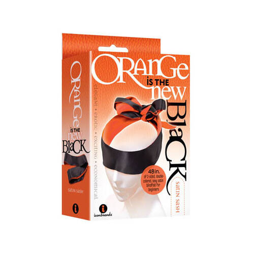 Satin Black & Orange Blindfold