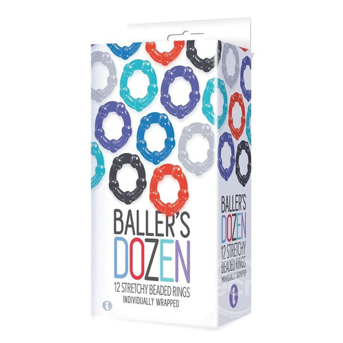 Baller's Dozen - Beaded Individually Wrapped Cock Rings - Pack of 12