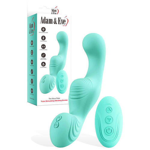 Adam & Eve THE WAVE RIDER Teal USB Rechargeable Triple Stimulating Grinder Pad with Remote Control