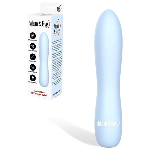 Adam & Eve THE RUMBLER Light Blue USB Rechargeable Extra Strong Bullet