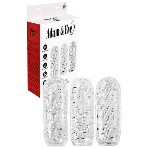 Adam & Eve ADAM'S CRYSTAL TRIO Clear Strokers - 3 Pack