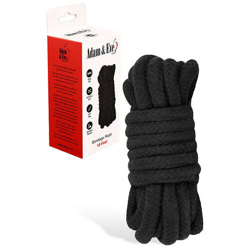 Adam & Eve BONDAGE ROPE - 3 metre (10 feet) Black Bondage Rope - 3 metre Length