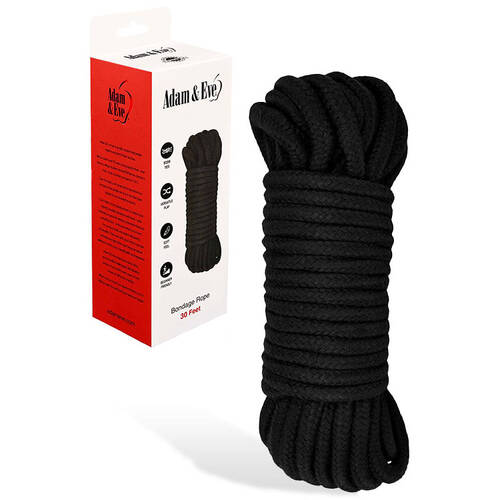 Adam & Eve BONDAGE ROPE - 9 metre (30 feet) Black Bondage Rope - 9 metre Length