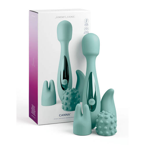 Jimmyjane Canna Teal 21.8cm Massage Wand With 3 Interchangeable Heads