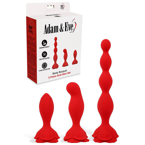Adam & Eve BOOTY BOUQUET Red Anal Training Kit - Set of 3 Sizes