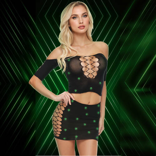 LAPDANCE Diamond Crop Top & Skirt Set OS 