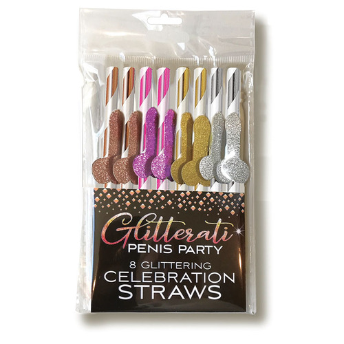 Glitter Penis Straws x8
