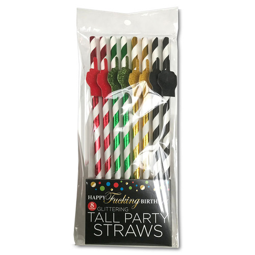 Happy Fucking Birthday Straws x8