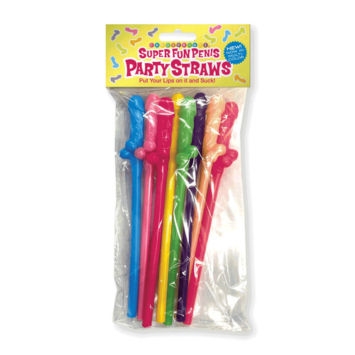 Super Fun Penis Party Straws - Coloured Multi Coloured Dicky Straws - 8 Pack