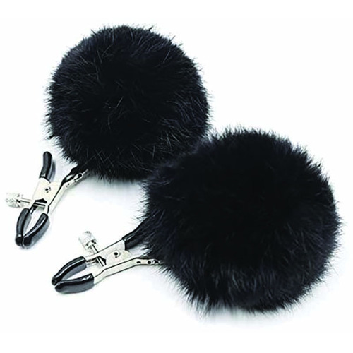 Sexy AF - Clamp Couture Black Puff Balls Black Puff Balls Nipple Clamps