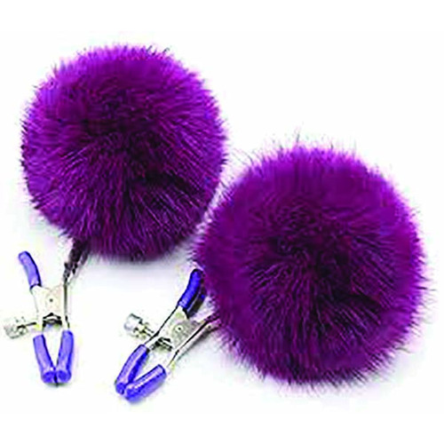 Sexy AF - Clamp Couture Purple Puff Balls Purple Puff Balls Nipple Clamps