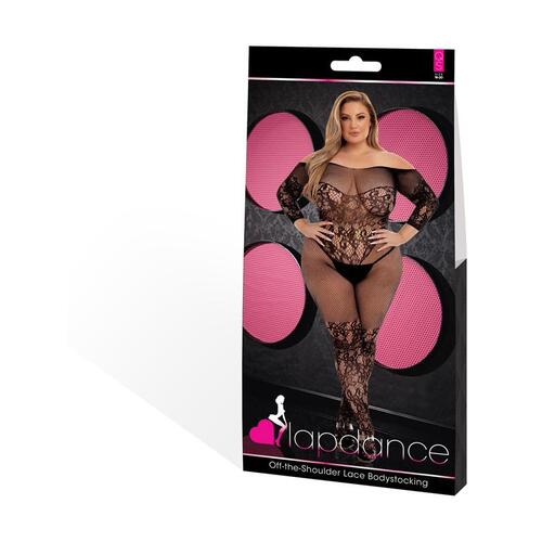 Off-The-Shoulder Lace Bodystocking  Q