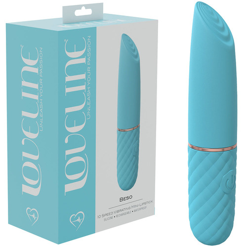 LOVELINE Beso - Blue Blue 10.6 cm USB Rechargeable Mini Lipstick Vibrator