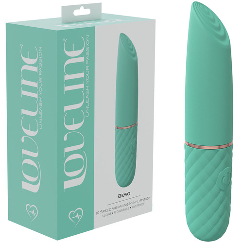 LOVELINE Beso - Green Green 10.6 cm USB Rechargeable Mini Lipstick Vibrator