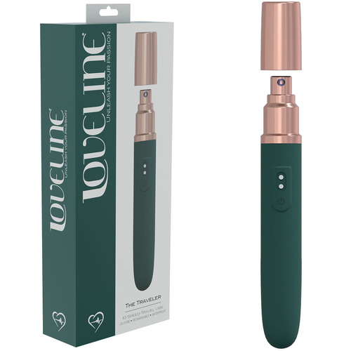 LOVELINE The Traveler - Green Green 17.6 cm USB Rechargeable Vibrator with Lube Applicator