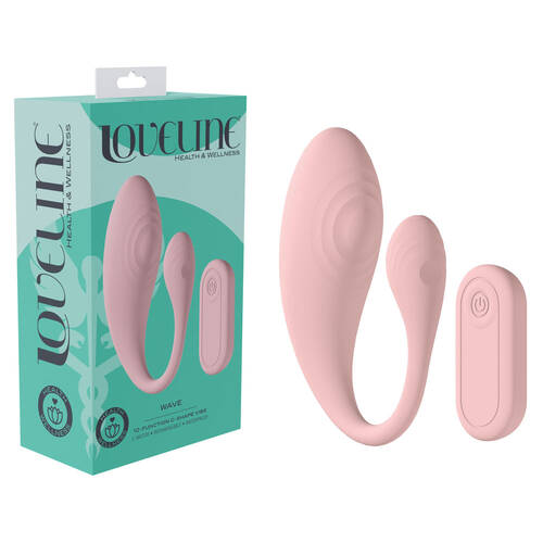 LOVELINE Wave Pink USB Rechargeable C-Shaped Vibrator with Remote
