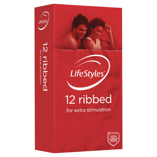 54mm Ribbed Condoms x12