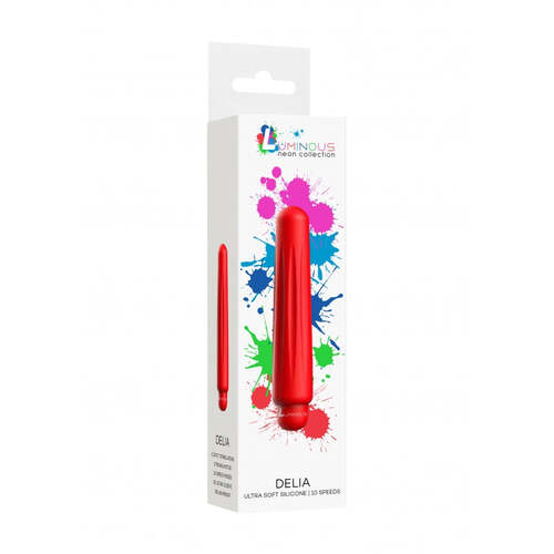 Delia - ABS Bullet With Silicone Sleeve - 10-Speeds - Red