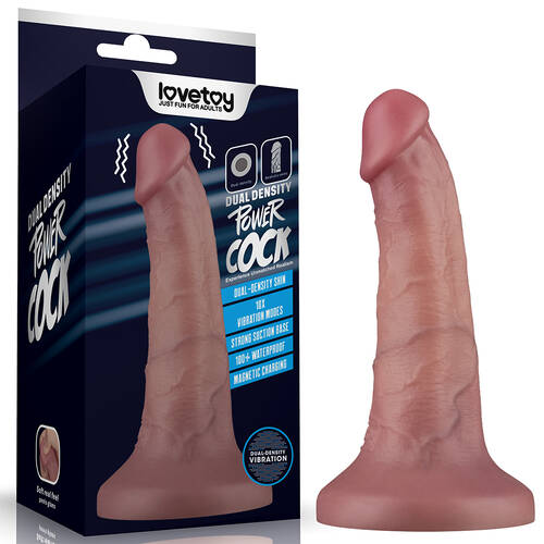 Dual Density Power Cock - 6 Inch Flesh Flesh 16 cm USB Rechargeable Vibrating Dong