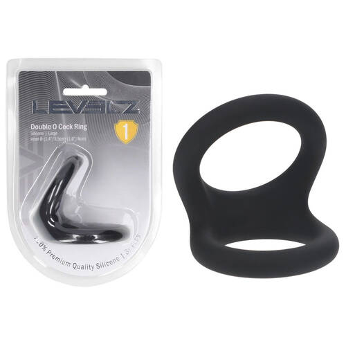 LEVELZ Double O Silicone Cock Ring - L - Black Black Cock & Balls Rings