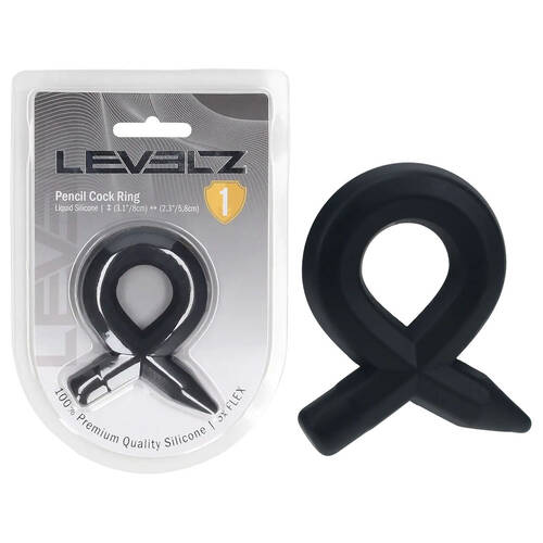 LEVELZ Pencil Liquid Silicone Cock Ring Black Cock Ring