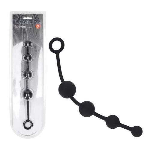 LEVELZ Curved Silicone Anal Beads - Black Black 29.5 cm Anal Beads