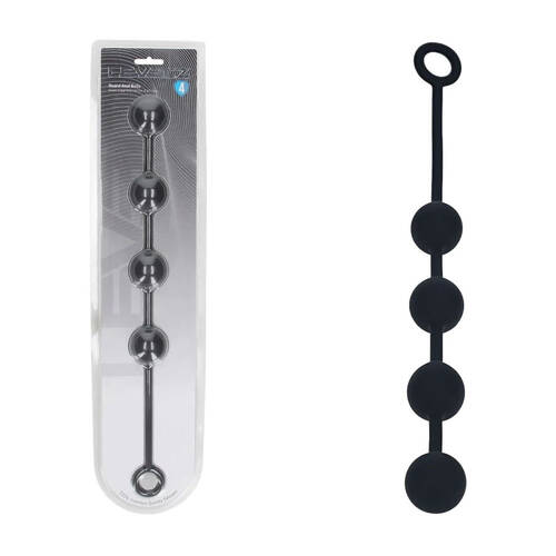 LEVELZ Round Silicone Anal Balls - L - 40mm Black 40.5 cm Large Anal Beads