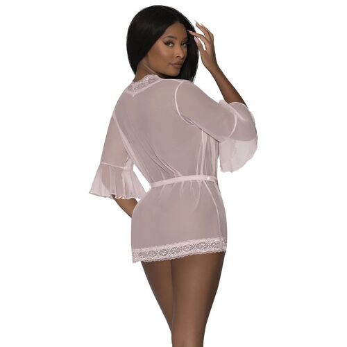 Robe with Lace Trim L