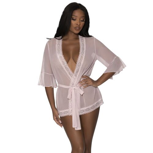 Robe with Lace Trim M