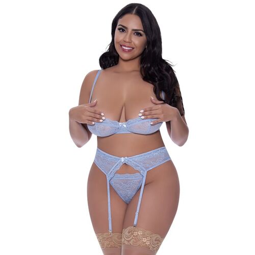 Demi Bra Garter/Thong Set 2XL