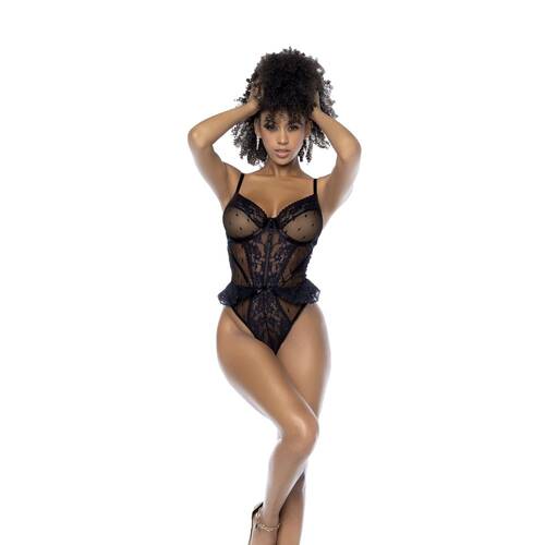 Black Bodysuit w/ Lace Ruffles S/M