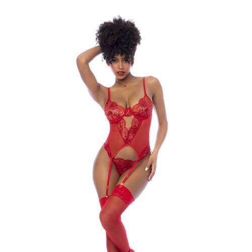 Red 2 Pc Set w/ Matching Thong S/M
