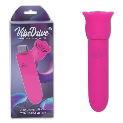 Maia VIBEDRIVE - Pink Pink 10 cm USB Rechargeable Bullet with 16 GB Storage