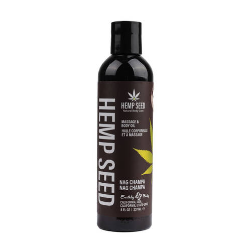 Hemp Seed Massage & Body Oil Nag Champa (East Indian Incense) Scented - 237 ml Bottle