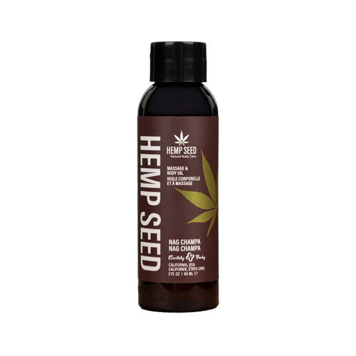 Hemp Seed Massage & Body Oil Nag Champa (East Indian Incense) Scented - 59 ml Bottle